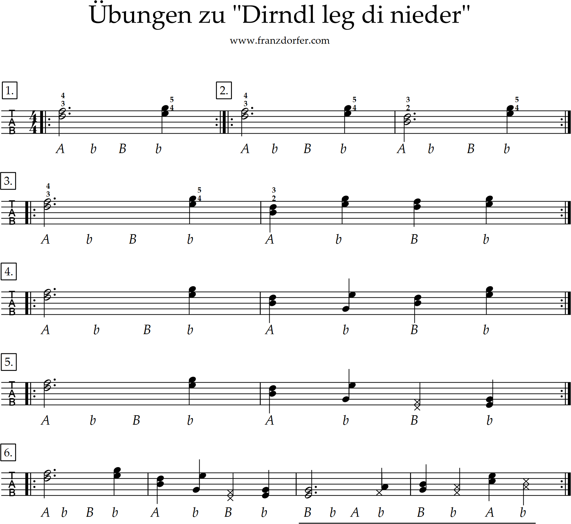 griffschrift, Steirische lernen, Übungen zu Dirndl leg di nieder